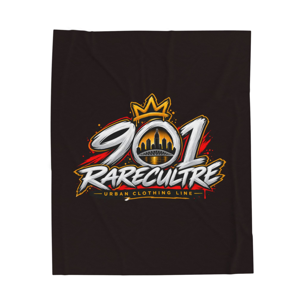 901 RareCULTRE Velveteen Plush Blanket – Urban Skyline Crown Logo Throw